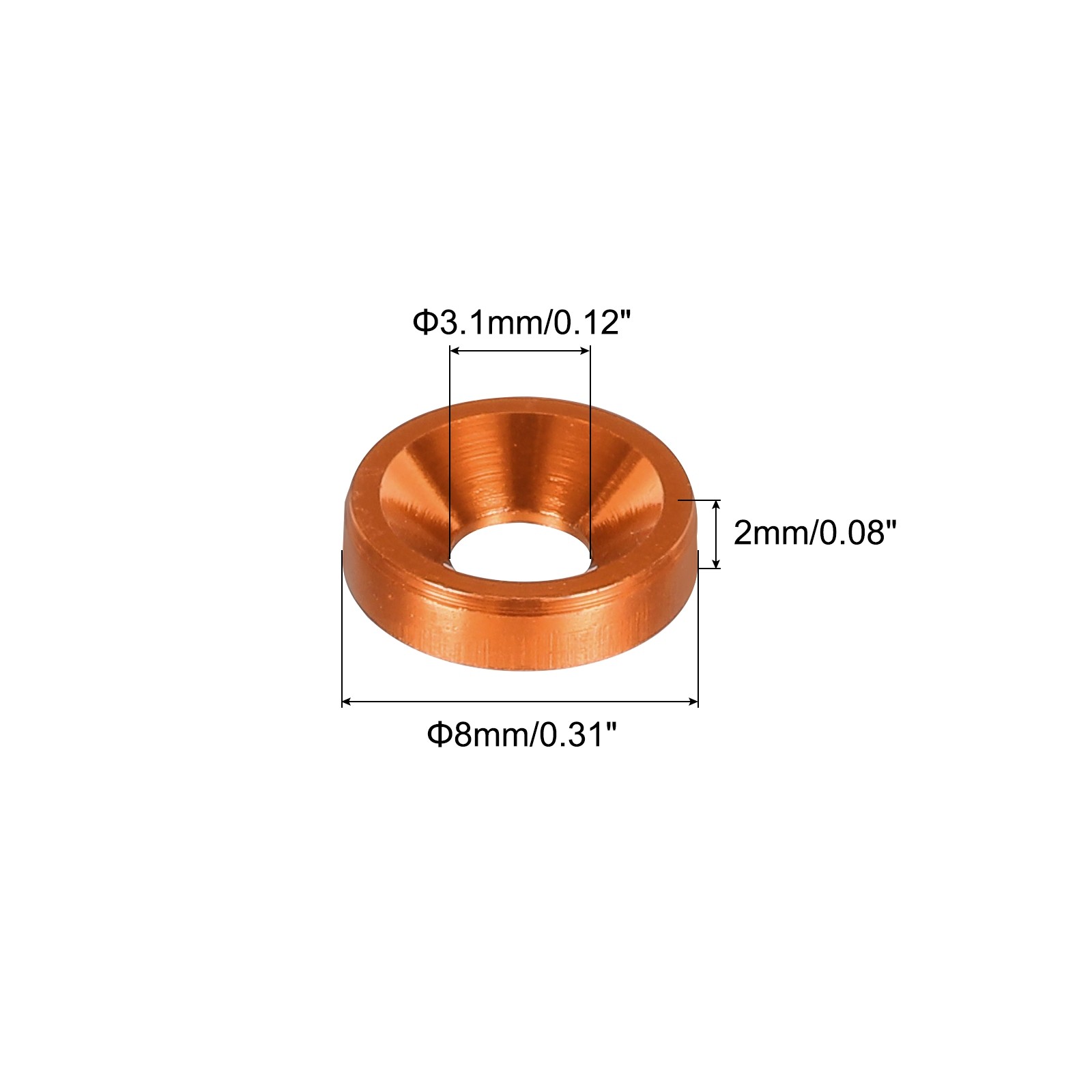 60pcs M3 Counterbore Washers 8mm/0.31inch Aluminum Alloy Orange gallery