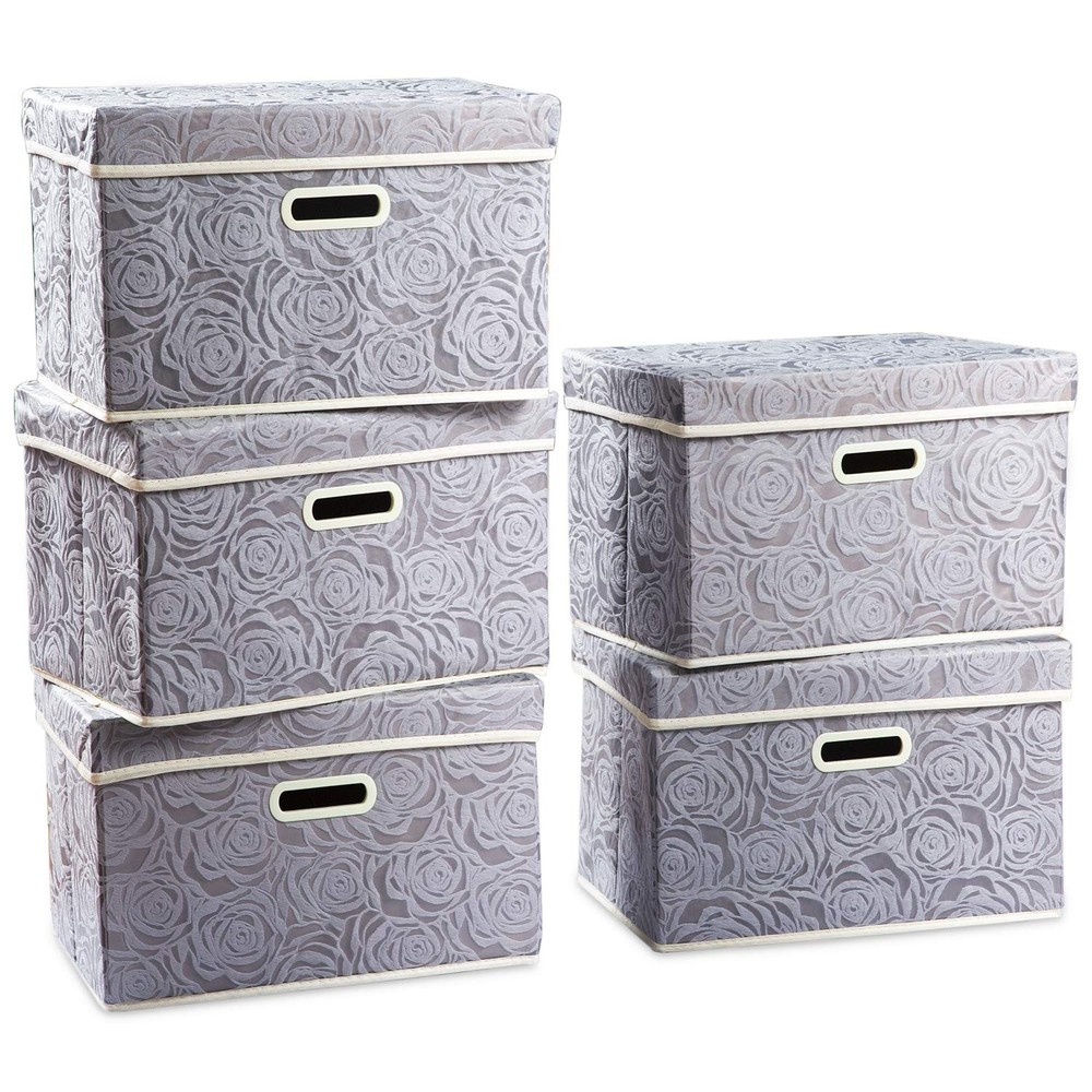 Foldable Storage Bins with Lids [5-Pack] Fabric Decorative Storage Cubes Orga...