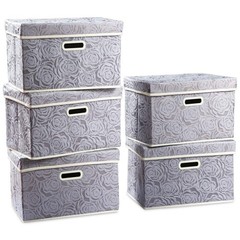 Foldable Storage Bins with Lids [5-Pack] Fabric Decorative Storage Cubes Orga…
