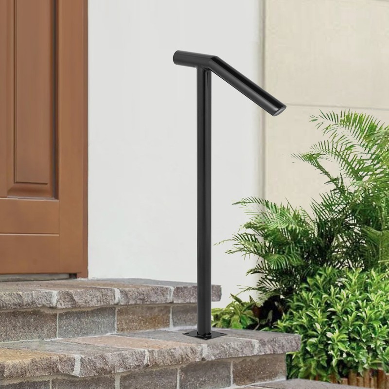 VEVOR 2-Step Handrail Single Post Handrail Round Metal Handrail for Stairs Matte gallery