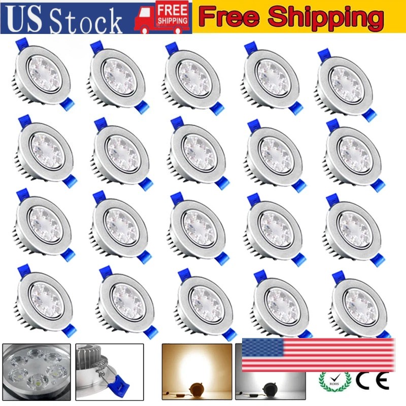 4/10PCS Dimmable Recessed LED Ceiling Downlight Spot Light Lamp 85V-265V Round