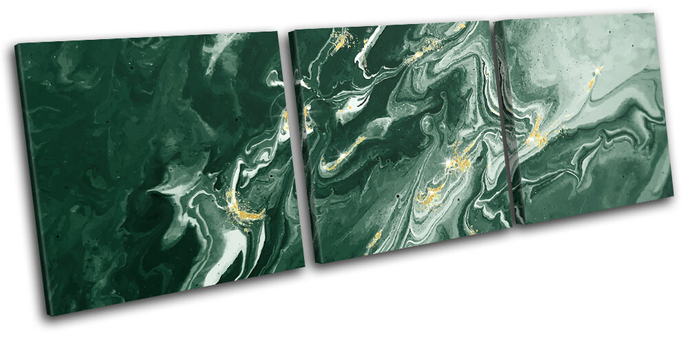 Emerald Green Marble Gold Abstract TREBLE CANVAS WALL ART Picture Print gallery