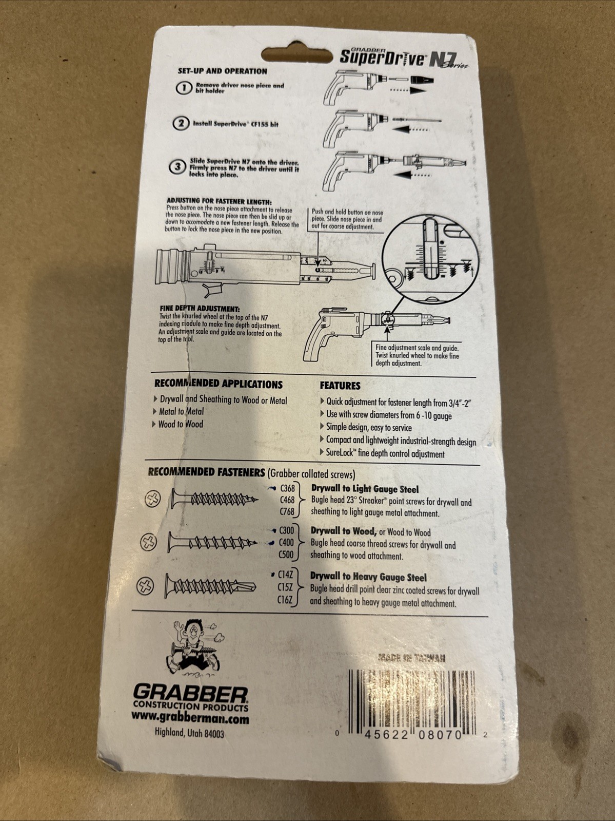 Grabber SuperDrive N7 SDN7D1 Collated Screw Attachment CORDED DeWalt New Sealed gallery