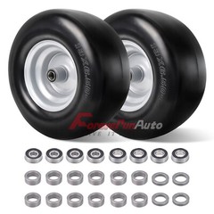 2pcs 13×6.5-6 Flat Free Wheel Tire Solid Smooth Lawn Mower,3/4″ or 5/8″ Bearing