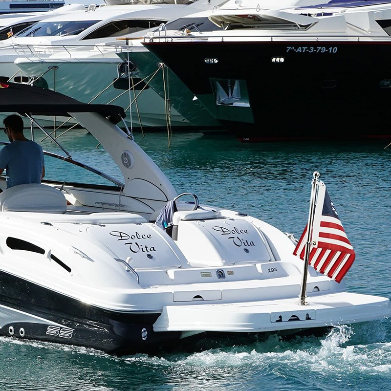 Anley Boat Flagpole Kit with Flag Pole and Mounting Base Marine Grade Mount gallery