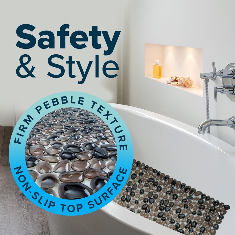 Slipx Solutions Non Slip Pebble Bath Mat For Shower Bathtub 38X17 River Rock gallery