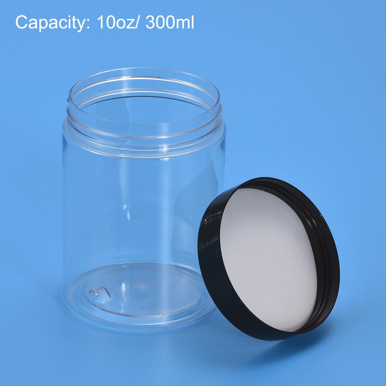 2Pcs 10oz 300ml Round Plastic Jars with Black Screw Top Lid for Storage gallery