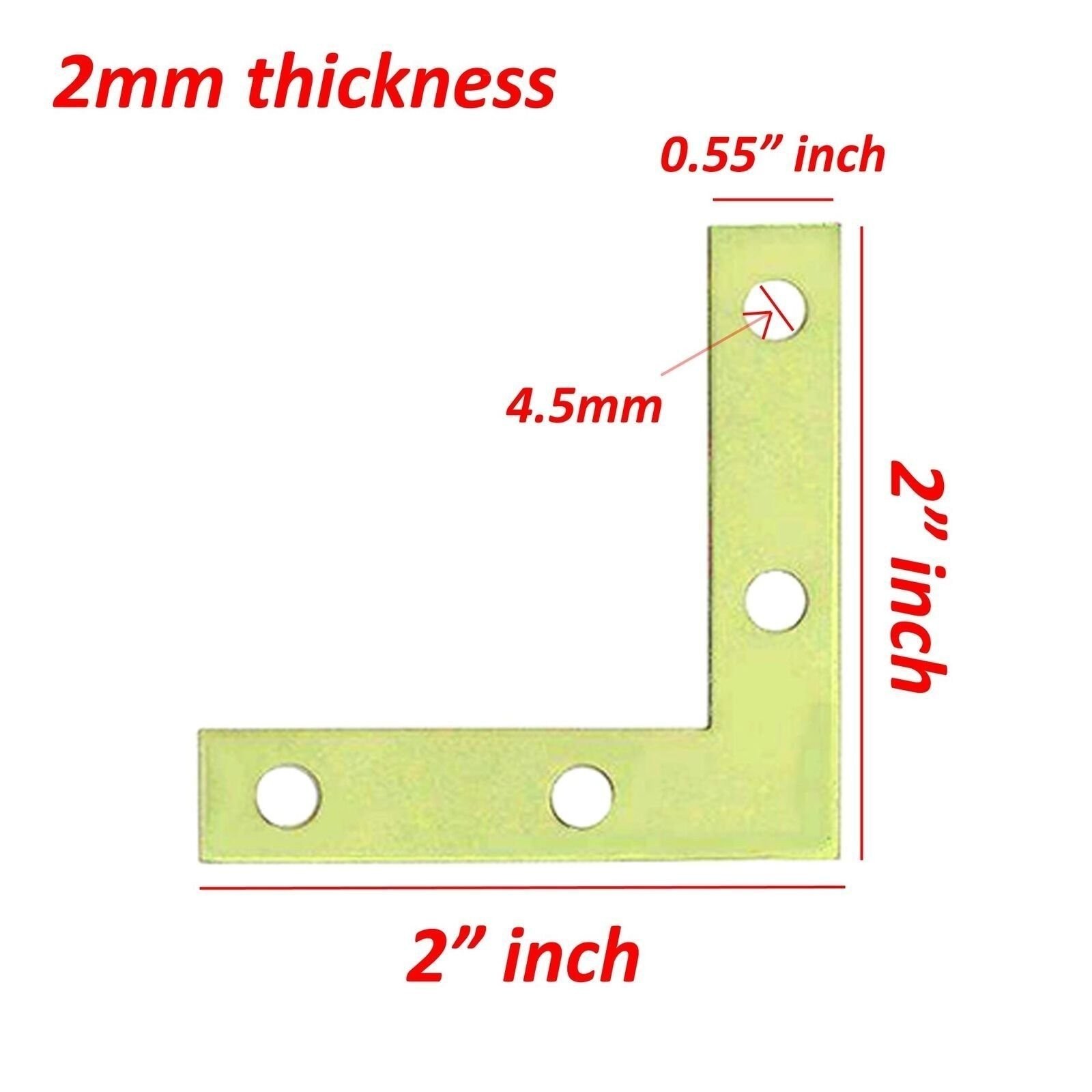 20 Pcs 2 inch "L" Steel Flat Corner Braces w/ Screw Pack LOT Right Angle Bracket gallery