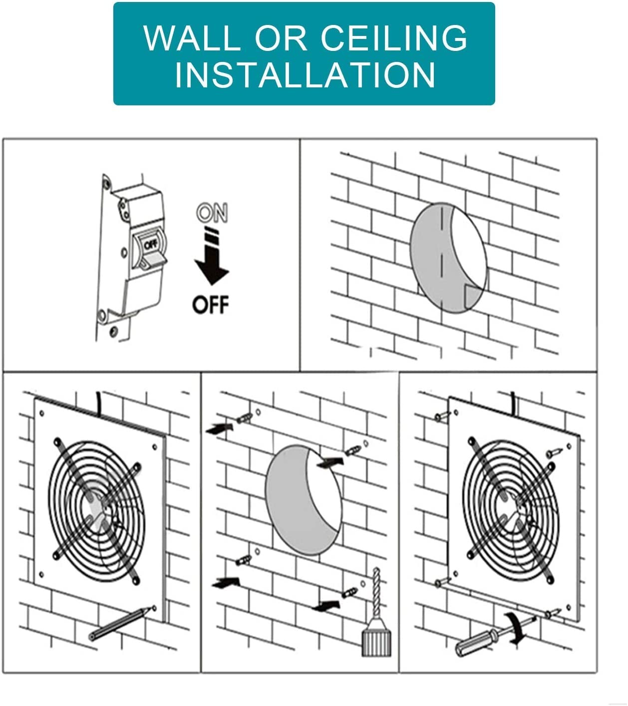 8 inch Exhaust Ventilation Fan 110V Exhaust Smoke Ventilation Fan (500 CFM) gallery