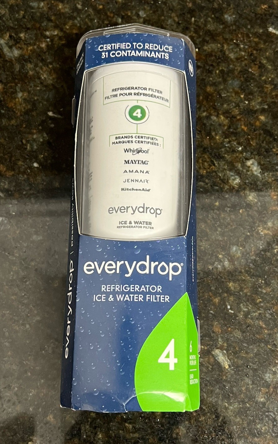NEW-Everydrop by Whirlpool Ice and Water Refrigerator Filter 4, EDR4RXD1-Single gallery
