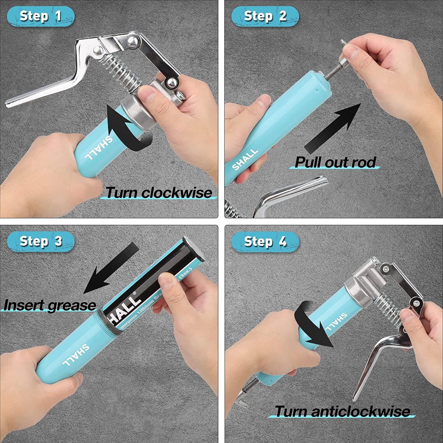 SHALL Mini Grease Gun, Small Grease Gun Kit (3.52OZ Capacity, 3000PSI) US gallery