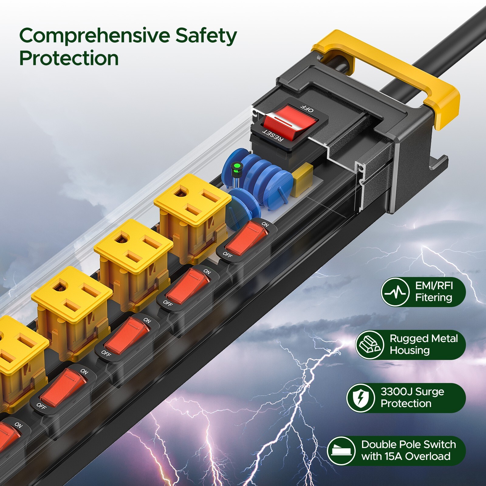 Heavy Duty 8 Outlet Surge Protector Power Strip with Individual Switches gallery