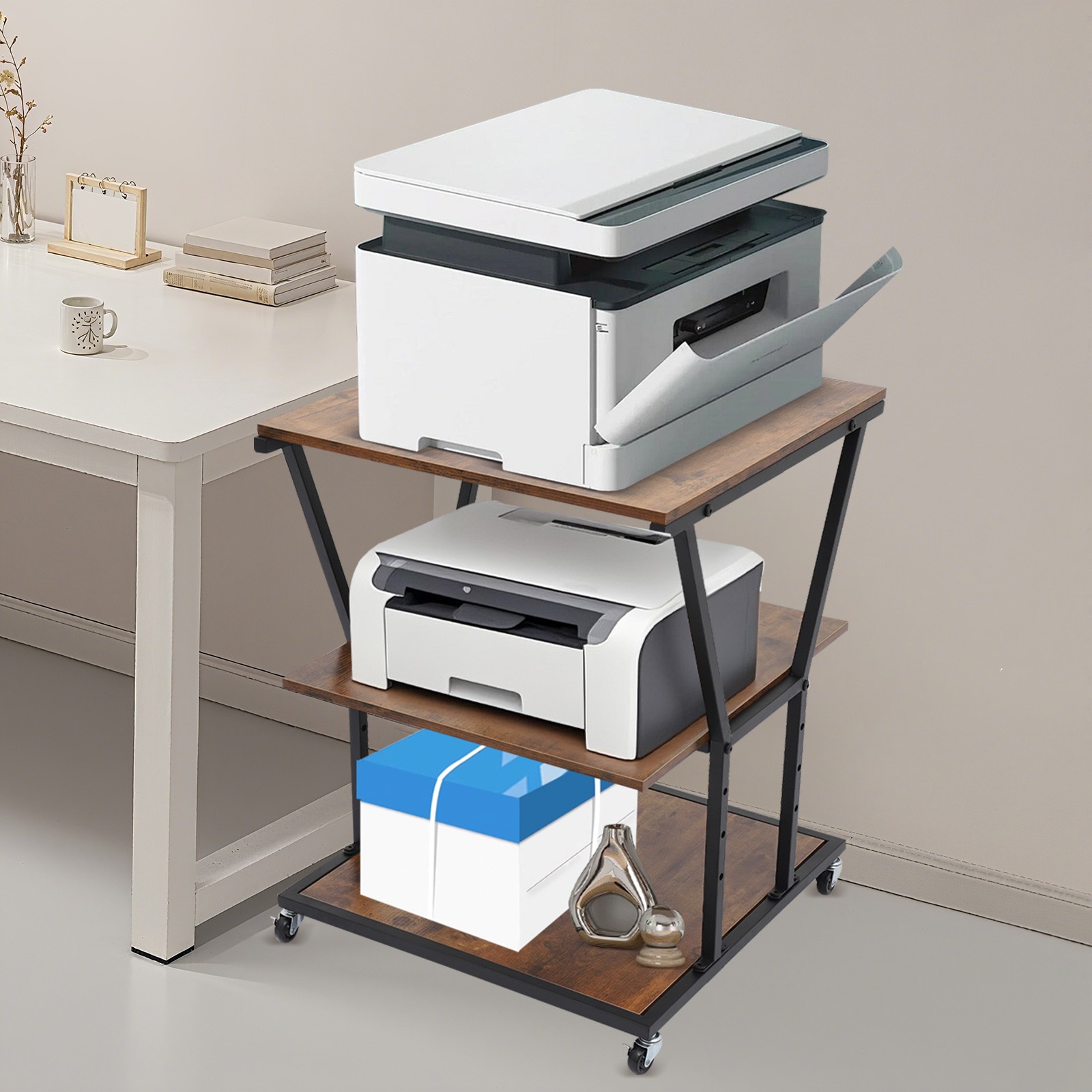 3-Tier Printer Stand for Home/Office Printer Storage Cart with Adjustable Design gallery