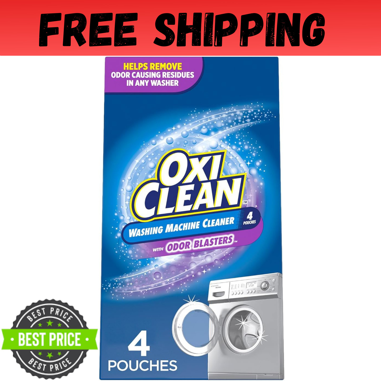 Oxiclean Washing Machine Cleaner with Odor Blasters, 4 Count gallery