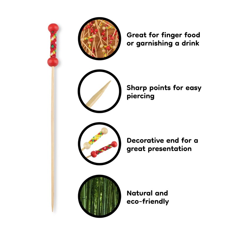 BambooMN Bamboo Braided String Picks 3.9" or 4.7"(10cm) Bright Yellow or Red gallery