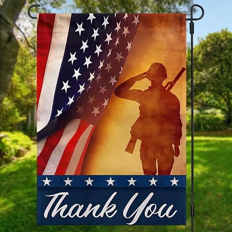 *NEW* PATRIOTIC ~ ALWAYS REMEMBER TO THANK OUR HEROS ~ GARDEN FLAG ~ 12" x 18" gallery