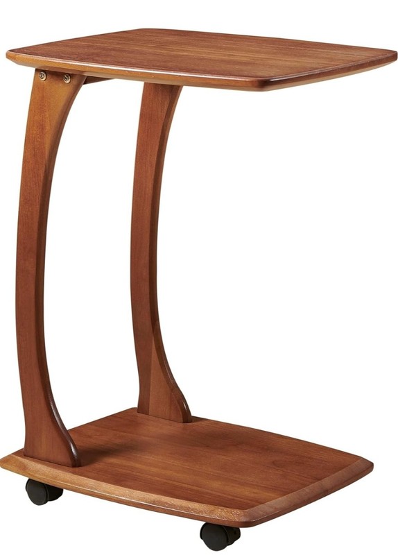Emerson Solid Wood End Table with Rolling Wheels, C Shaped Side Table, TV... gallery