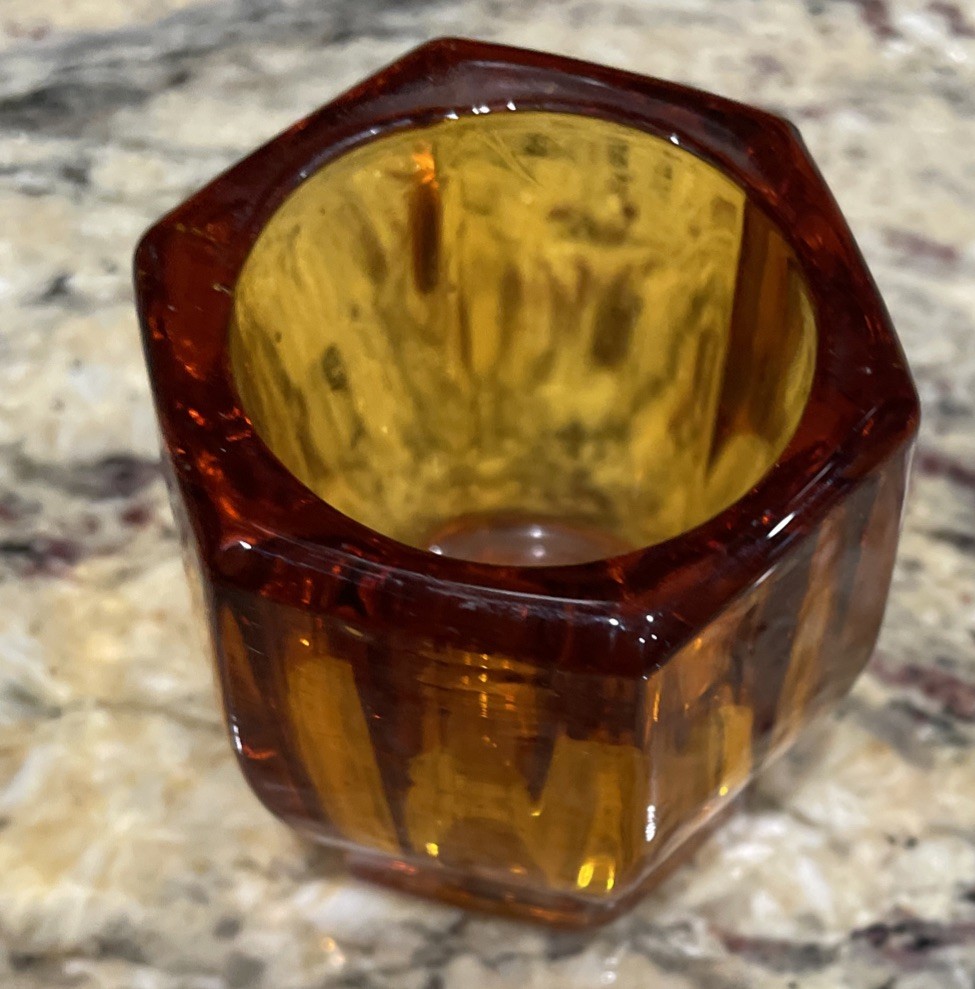 FACETED MOSER AMBER SHOT GLASS HIGH QUALITY Looks Unused 2”T Mult Avail gallery