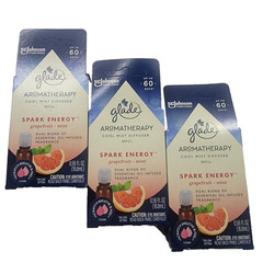 3 Pack Glade Aromatherapy Cool Mist Diffuser Refill Spark Energy Grapefruit Mint