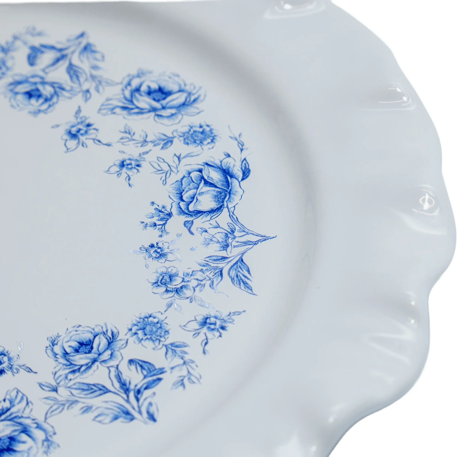 1 Plate Floral Ruffled-Edged Stoneware Plates Blue & White 8.5" My Texas House gallery