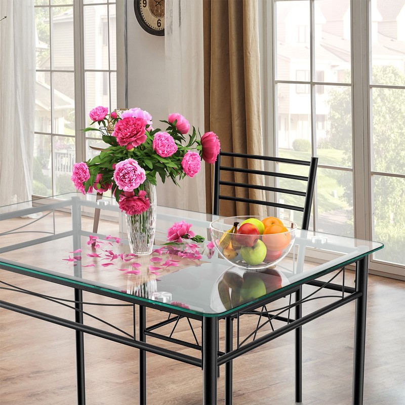 Costway 5PC Home Kitchen Dining Set Tempered Glass Top 4 Chairs Modern Design gallery