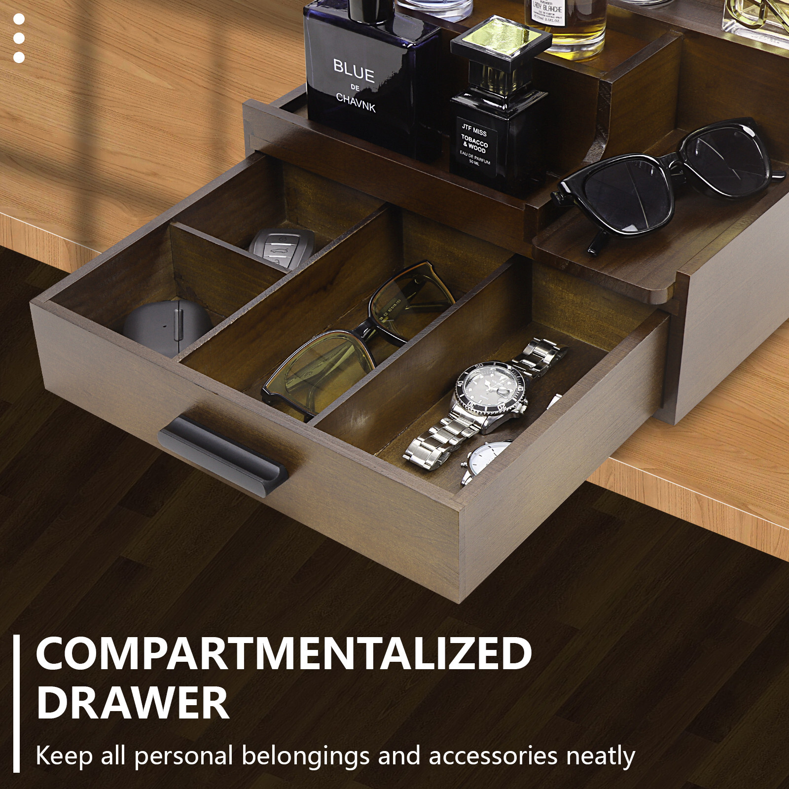 Cologne Organizer for Men 3 Tier Perfume Display Stand Cologne Shelf w/ Drawer gallery