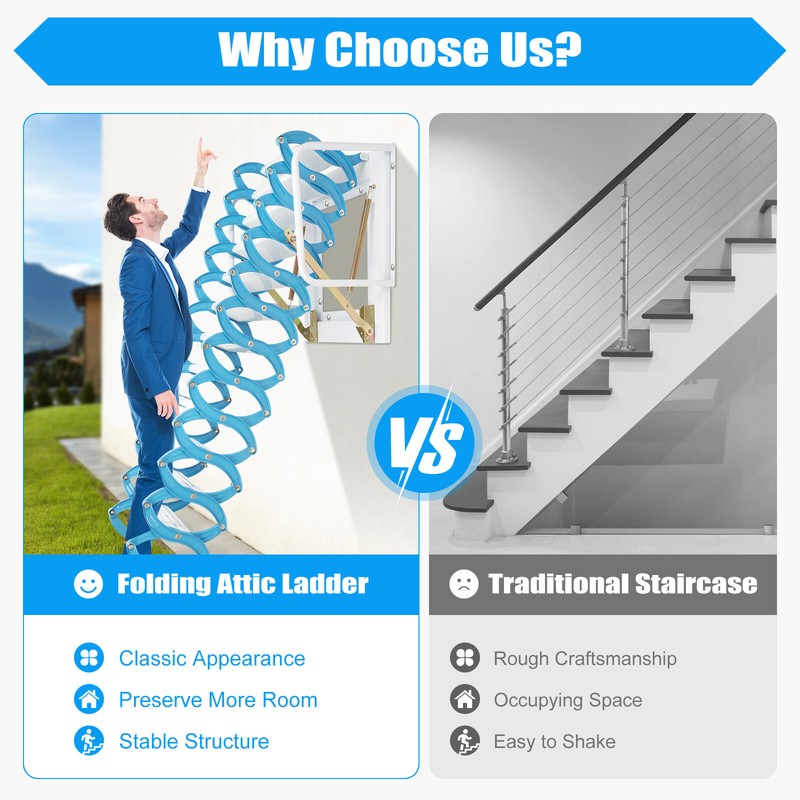 Telescopic Ladder Attic Ladder Pull Down Attic Ladder Alloy Attic Stairs 12 Step gallery