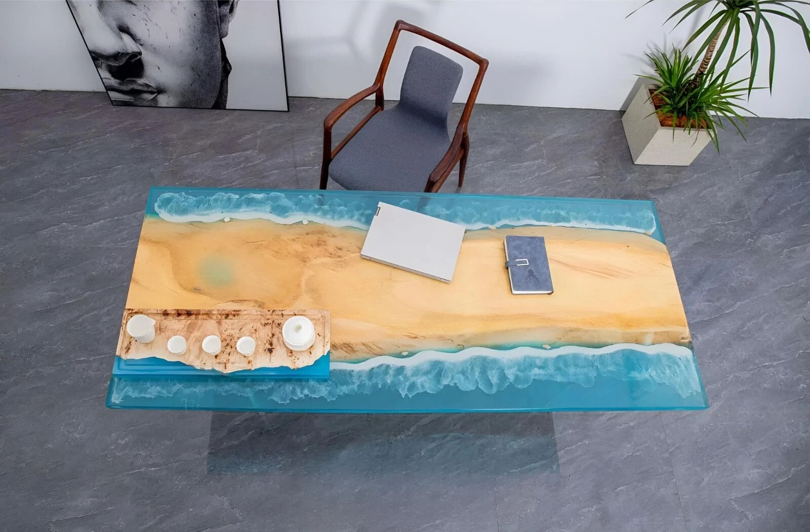 Live Edge Epoxy River Table Top 60x36 Ocean Resin Custom Coffee gallery