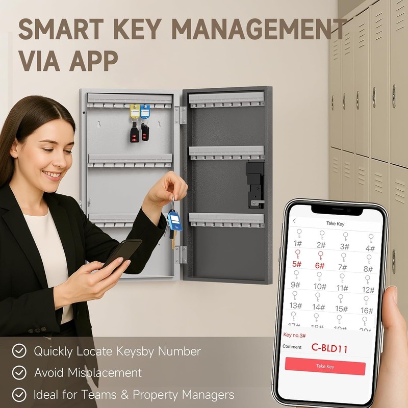 WeHere 120 Key Lock Box Wall Mount, APP 120 keys(smart), Black gallery