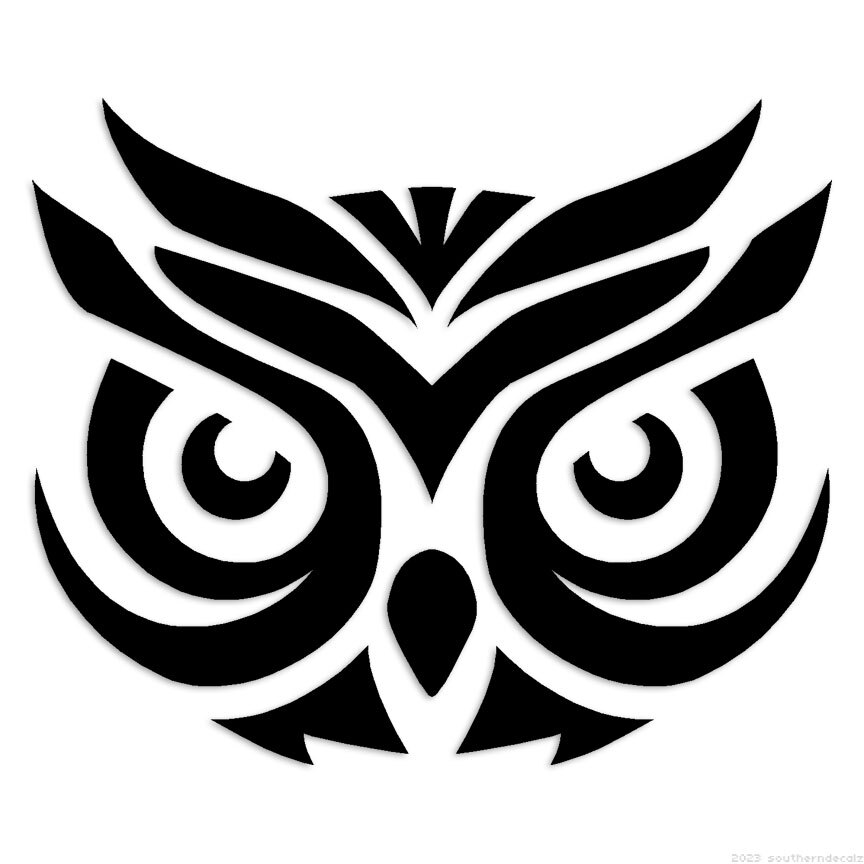 Owl Head - Decal Sticker - Multiple Colors & Sizes - ebn6770