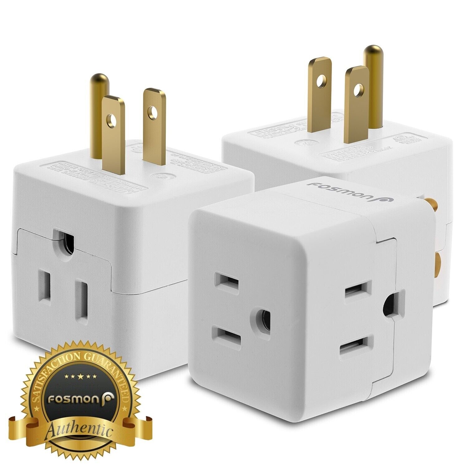 [3 PACK] 3 Outlet Extender Indoor Grounded AC Power Wall Tap Travel Adapter Plug gallery