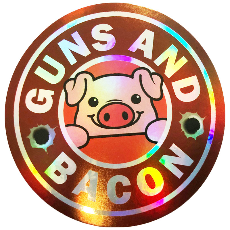 Shiny Guns and Bacon 2A Second Amendment Gun Rights NRA Sticker 3 Inch Laptop gallery