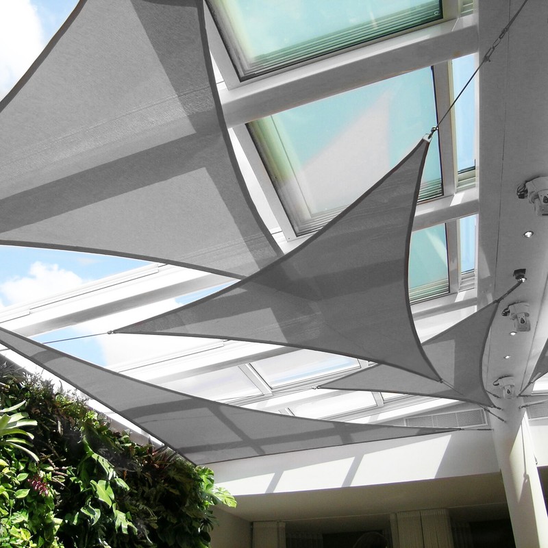 7/8/9ft Gray Equilateral Triangle Outdoor Steel Cable Sun Shade Sail 260GSM gallery