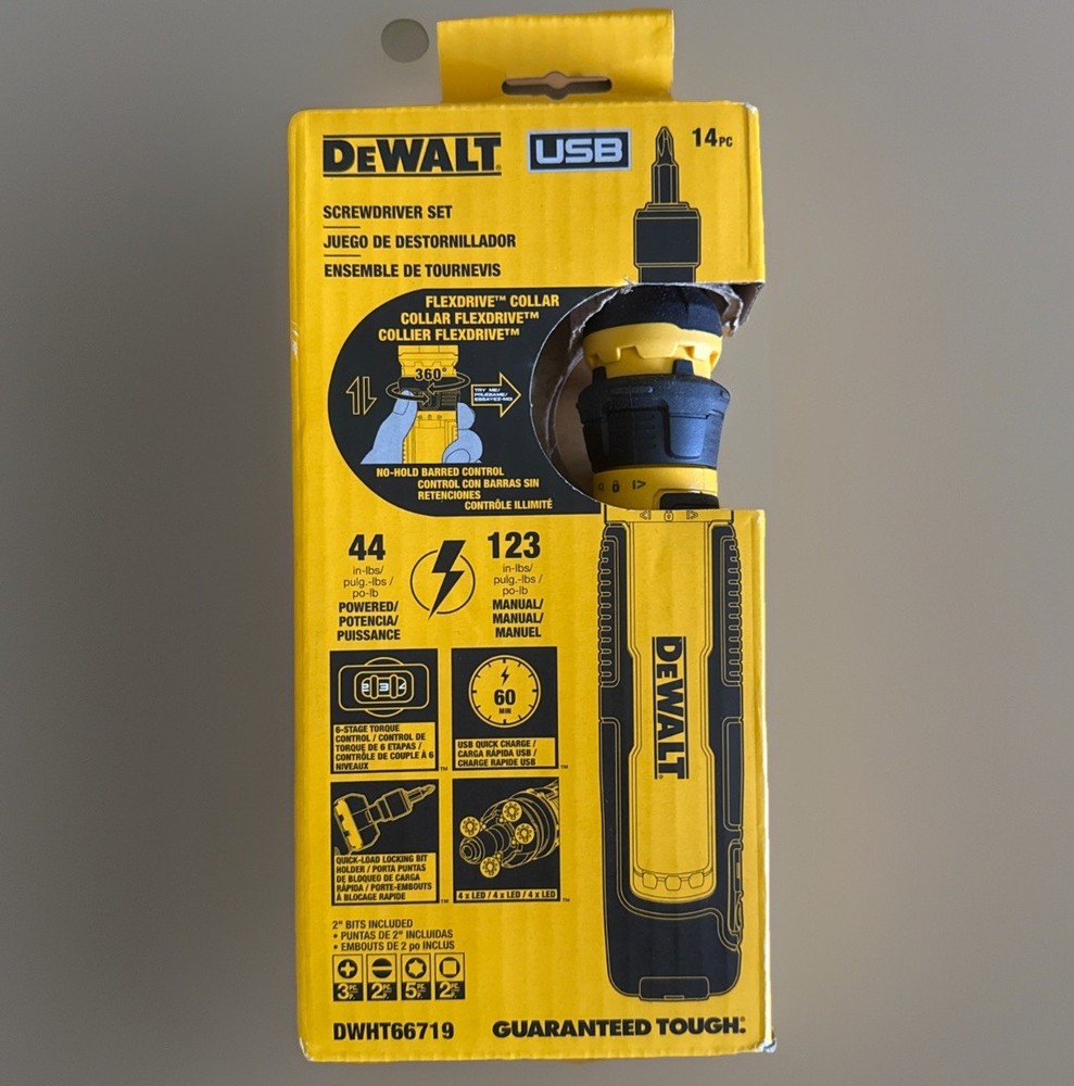 DEWALT Cordless Screwdriver 14pc, 4V USB Rechargeable DWHT66719