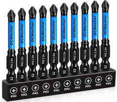 10-Pack 2 Phillips Bits for Impact Driver, 2.5-Inch Magnetic Drill Screwdriver B