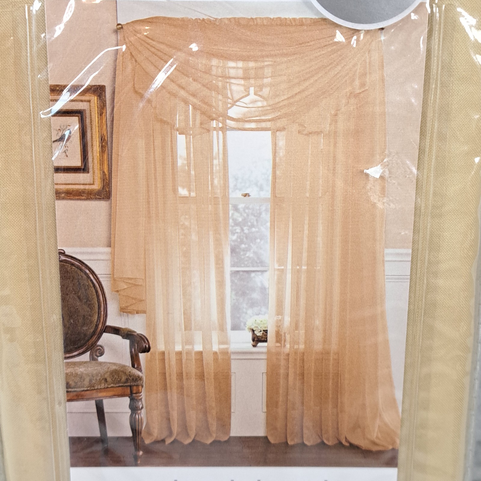 2 x JCPenney Home Collection ROD POCKET PANEL CURTAINS ~ Lisette ~ Soft Gold 63" gallery