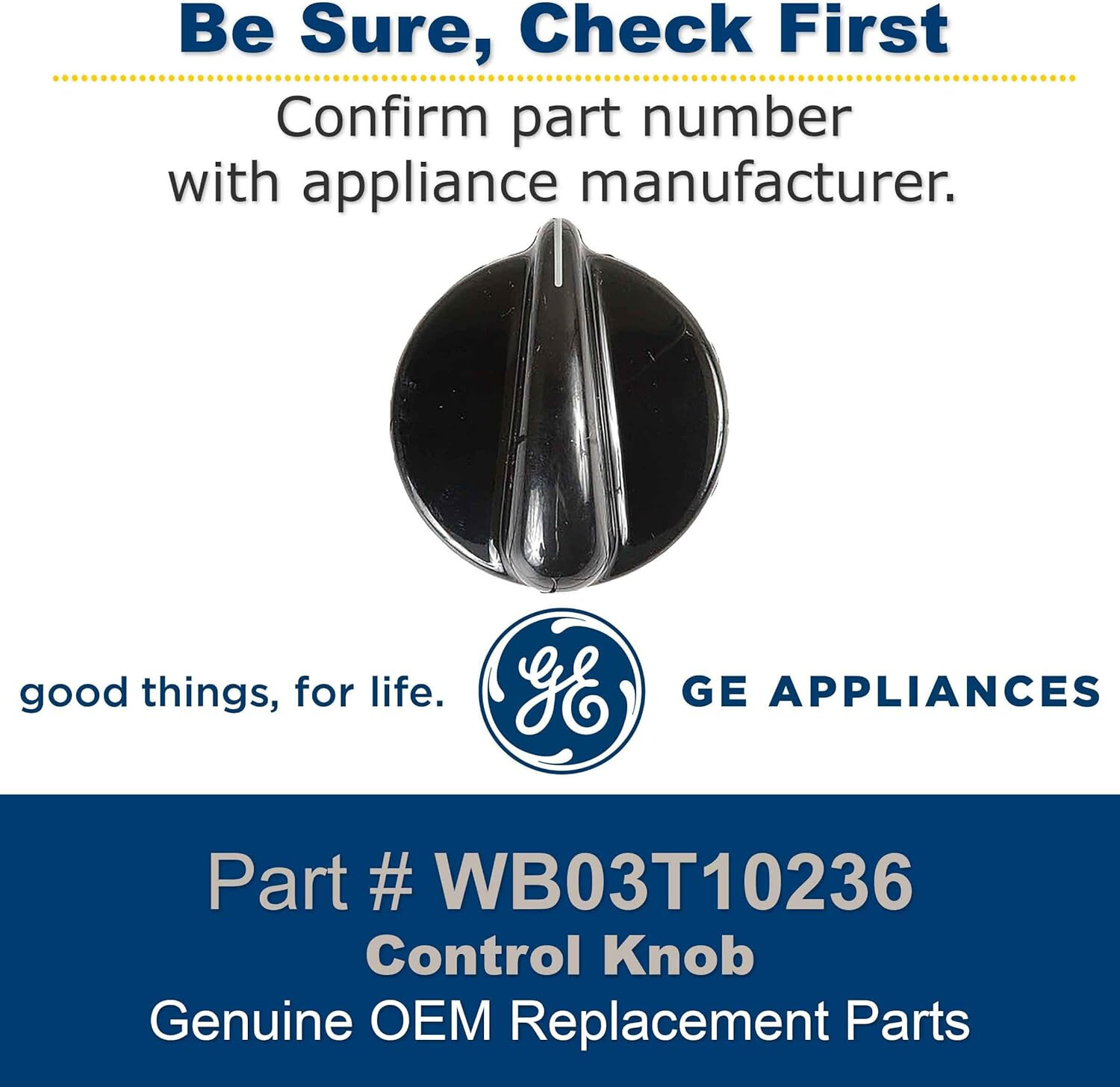 GE WB03T10236 Genuine OEM Control Knob (Black) for GE Range/Stove/Ovens gallery