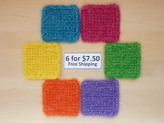6 Rough Square Multicolor Dish Pot Scrubber Scrubby Scrubbie Handmade 69