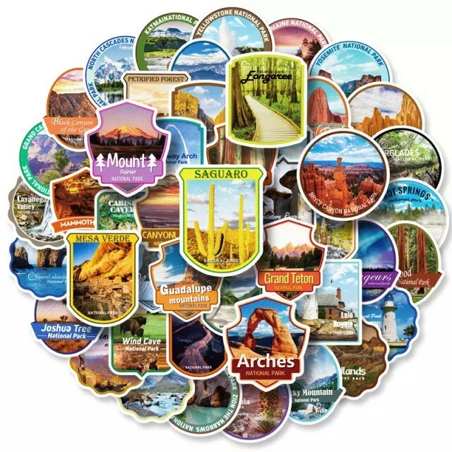 National Park Sticker Pack Set 62 Pcs Adventure Nature Outdoors Hiking Camping gallery