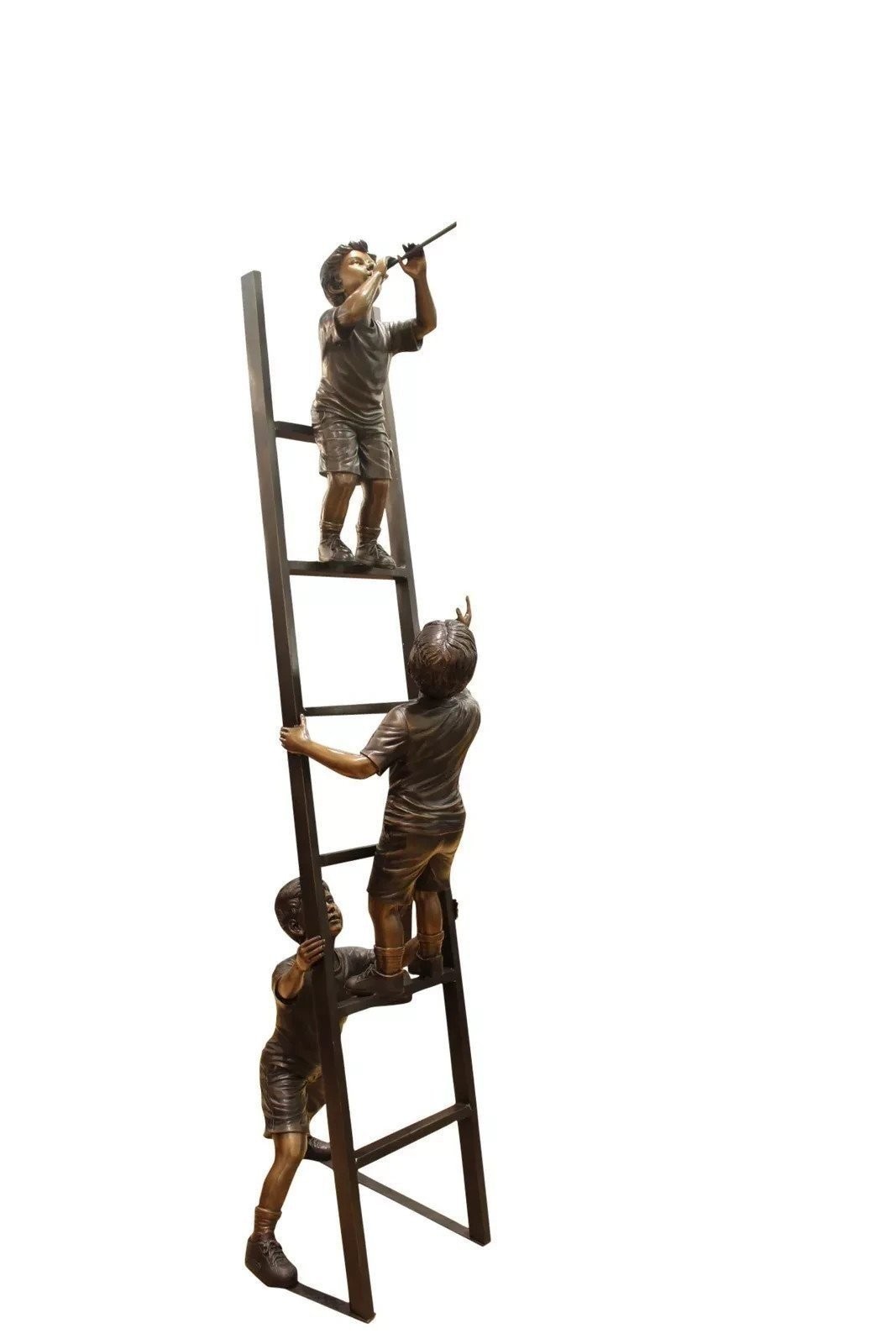 Three Children Playing on Ladder Bronze Statue Home Sculpture 24"L x 27"W x 96"H gallery