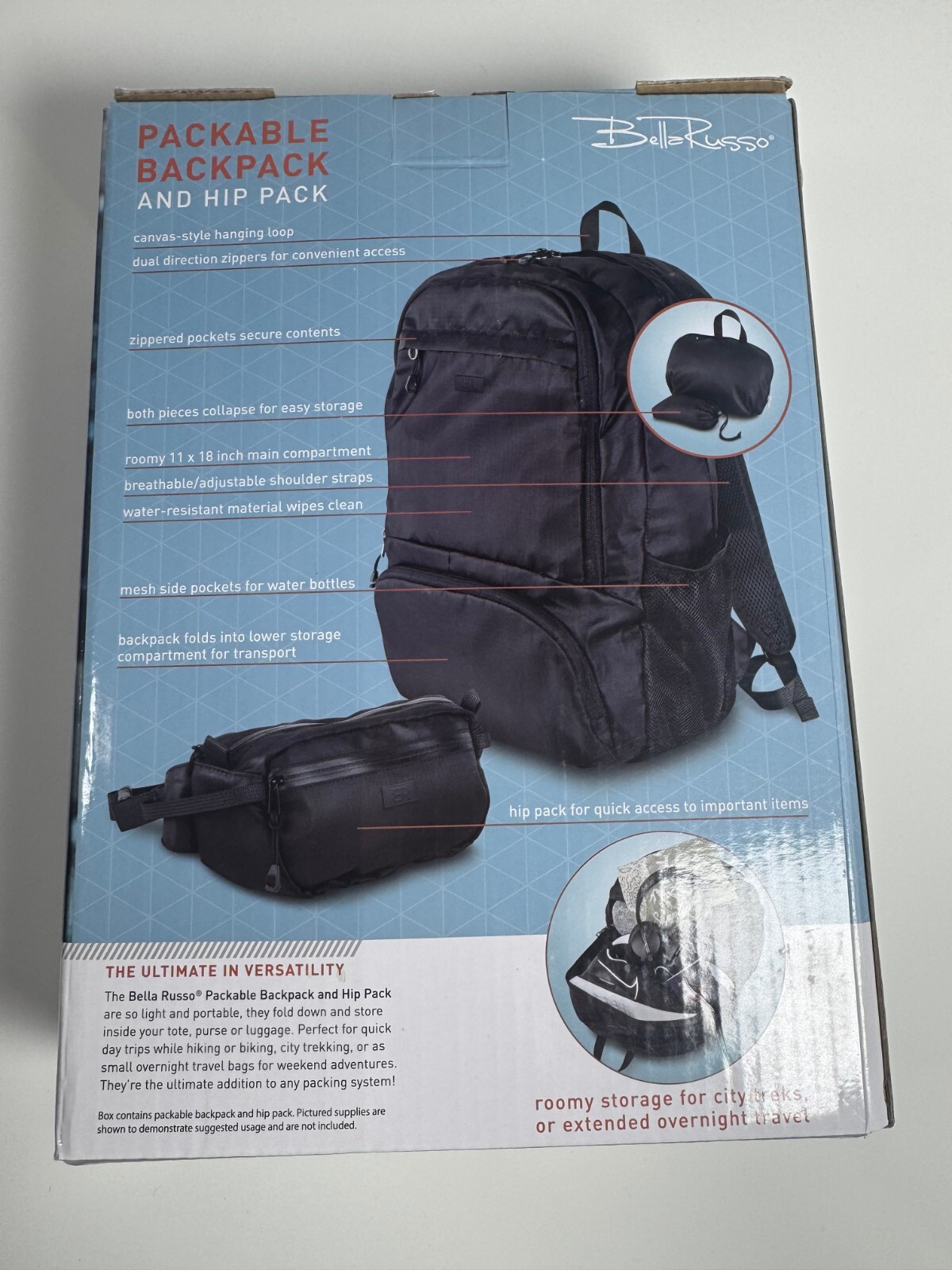 BelleRusso Packable Backpack and Hip Pack [BRAND-NEW IN BOX] 2