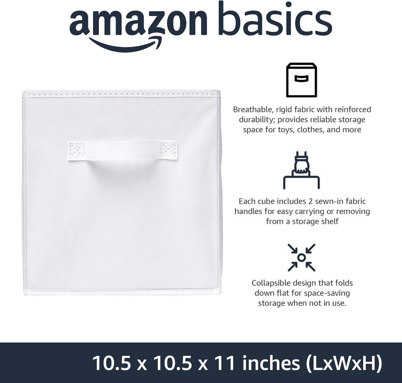 Cube Organizer Storage Bins Handles, Collapsible Fabric, Pack of 6, 10.5"X10.5"X gallery