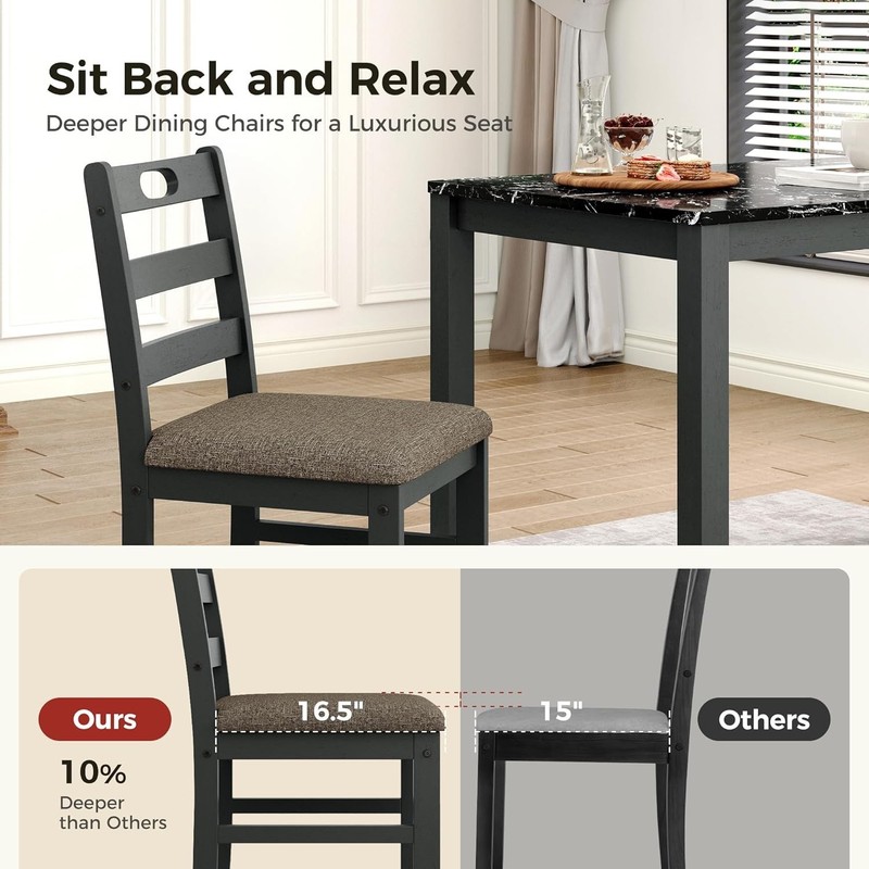 Kitchen Table and Dining Room Table Set, Wood Faux Marble Kitchen Sets for 4 gallery