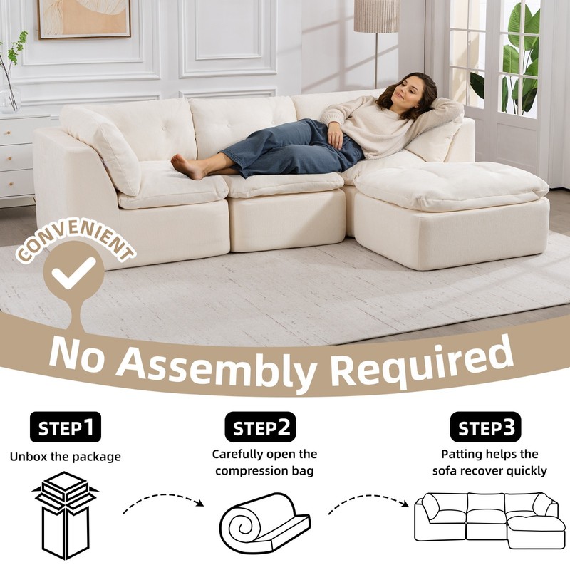 Modular Sectional Sofa Modern L-Shaped Sofa 4-Seater Cloud Couch for Living Room gallery