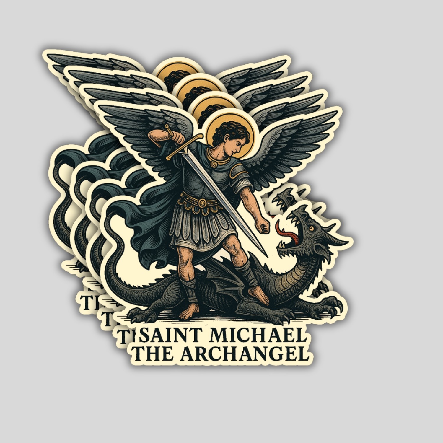 Saint Michael Archangel Stickers: Catholic Vinyl Decals - Waterproof 4-Pack gallery