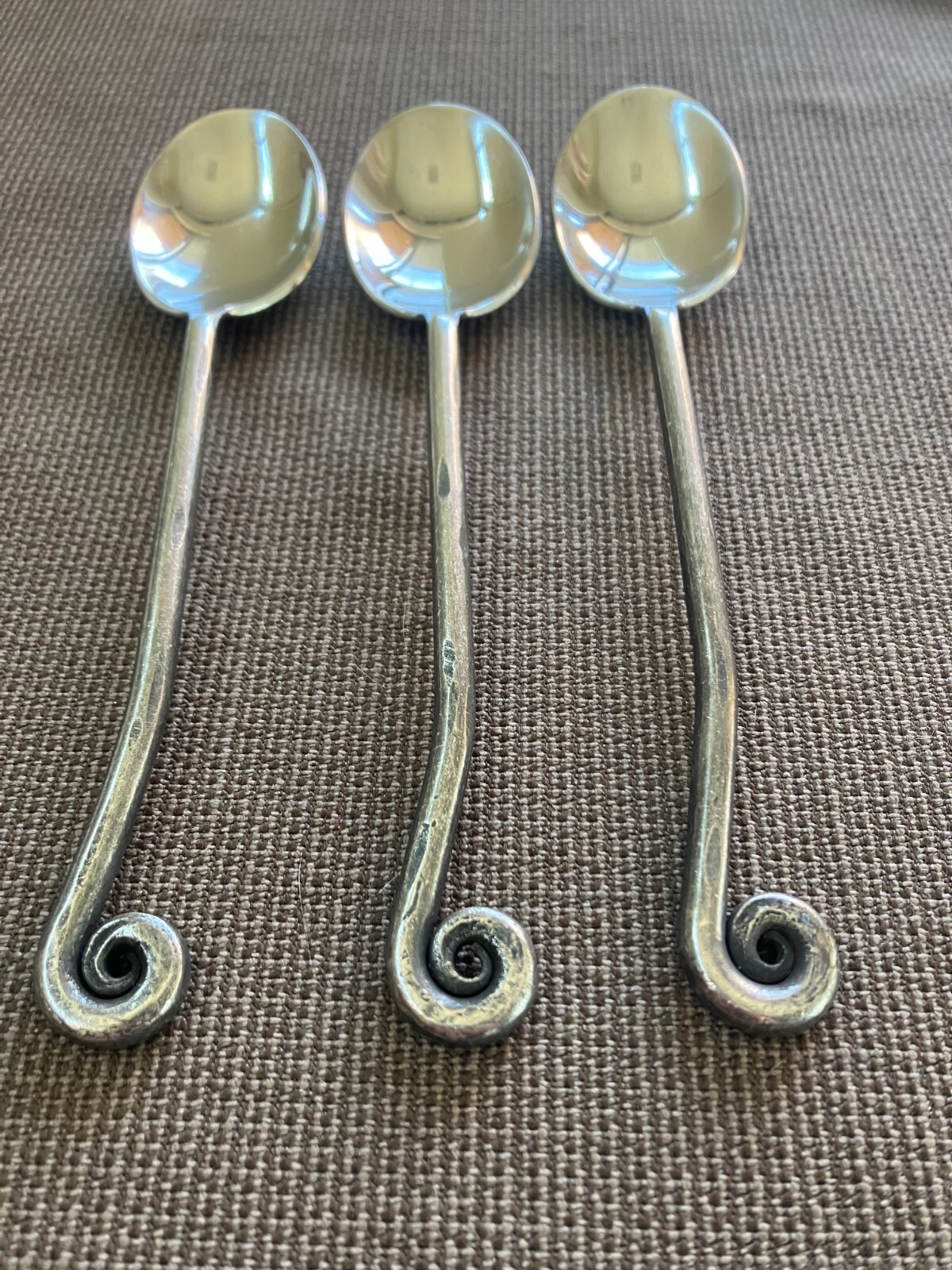 3 Pottery Barn Fiddlehead Teaspoons Black Coiled Handle PBNFID Flatware Hogwarts gallery