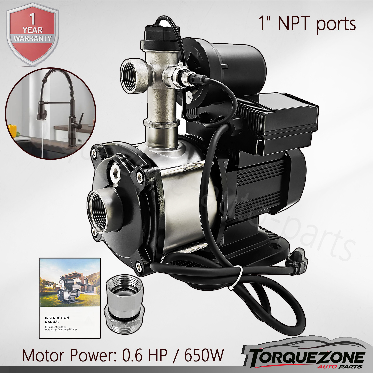 NEW For House Shower Irrigation 1 Inch NPT 115V 650W Water Pressure Booster Pump gallery