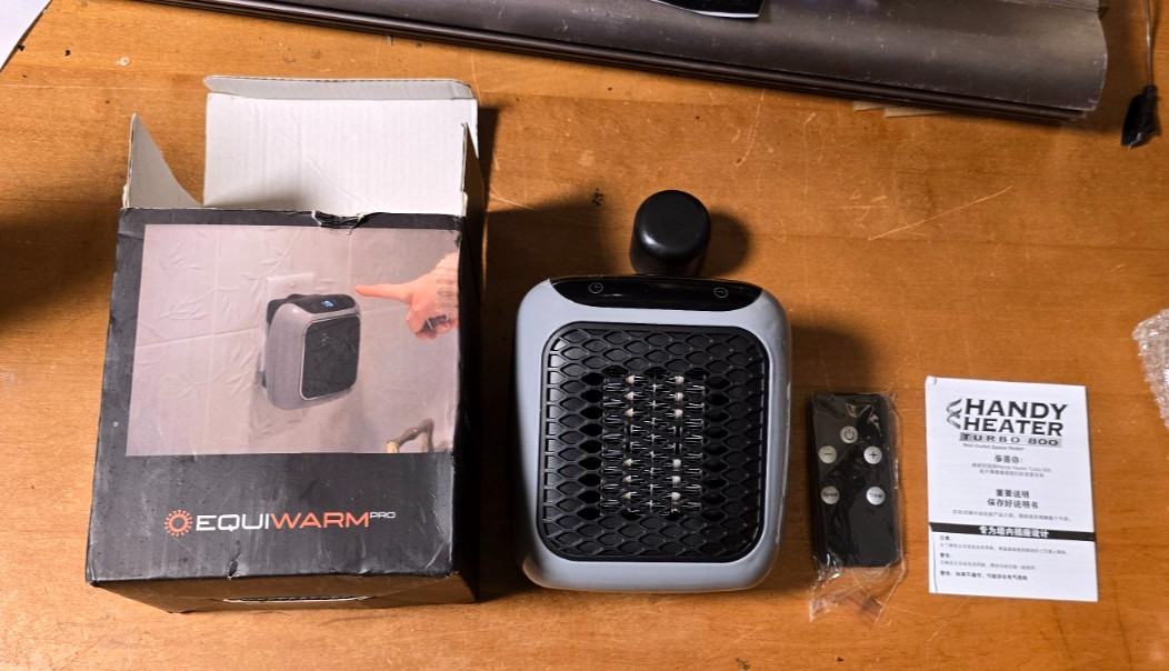 EquiWarm Pro Handy Heater 800W Portable Electric Heater w/ Remote & Box gallery