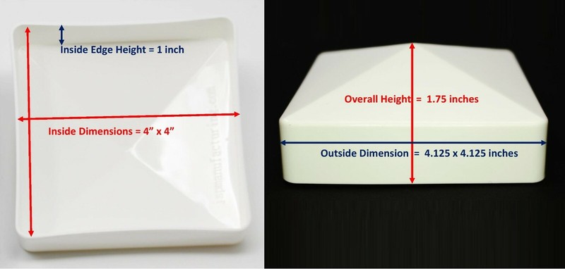 Fence Post Pvc or Vinyl Cap Plastic White True 4 x 4 pyramid 4x4 100 MM gallery