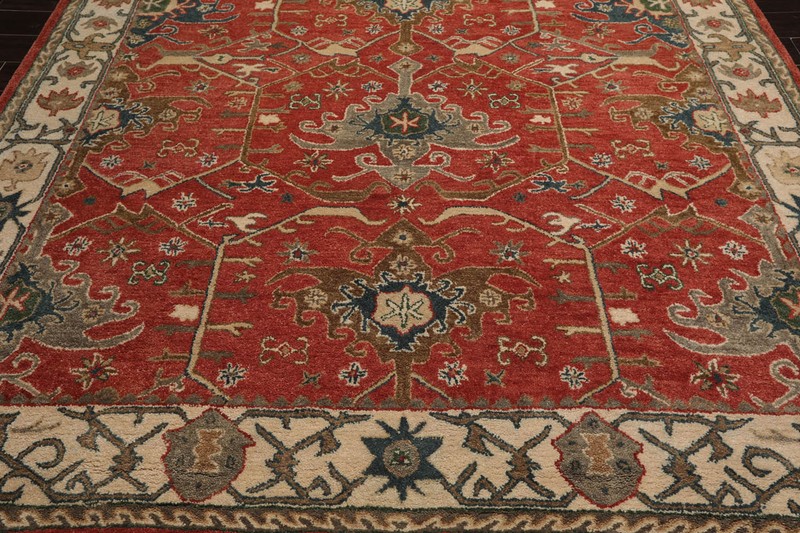Multi Size Muted Coral, Ivory Hand Tufted Wool Arts & Crafts Area Rug gallery